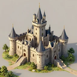 a historic castle in a 3D art style, trending on artstation