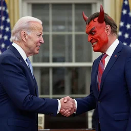 joe biden shaking hands with the devil