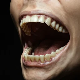 an open human jaw drawn by giger realistic 4 k