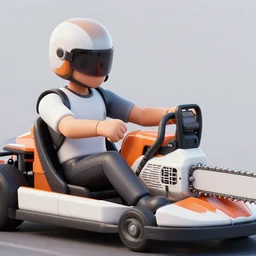 chainsaw arm guy in a gocart