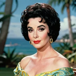a portrait of  Elizabeth Taylor vivid colors, in a scenic environment by Artgerm, detailed,