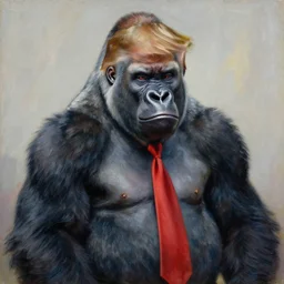 impressionist oil painting of a hybrid donald trump gorilla