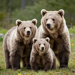 Photo of a albino brown bear family