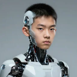 portrait of chinese boy cyborg concept art