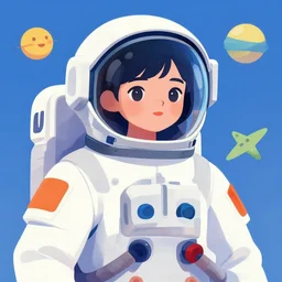 ( ( strong dither ) ), editorial illustration of a young astronaut girl, colorful modern, senor salme, strong texture, dynamic composition, detailed, matte print, dynamic perspective, muted color, lomography, muted colors, risograph