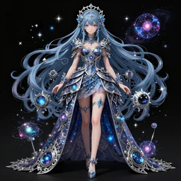 anime girl with clothes with cosmic, magic long hair, super - resolution, hsl, 2 - bit, vr, uniform, nano, senary, rtx, insanely detailed and intricate, hypermaximalist, elegant, ornate, hyper realistic, super detailed, full body, full body shot, full image, full art