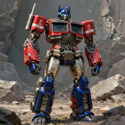 character portrait of optimus prime from transformers standing in a rock quarry, daytime, digital painting, robot made of truck parts, robots trending on artstation, concept art, in the style of industrial light and magic, industrial light & magic, ilm, substance painter, painted texture maps, good value control, realistic textures, realistically proportioned body, octane render, 8 k
