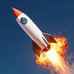 Rocket ship, motion blur, explosion, fire, space, digital art