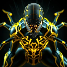 photo of a cyber black and yellow spider - man highly detailed 8 k hdr smooth sharp focus high resolution award - winning photo