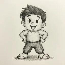 a pencil sketch of motu patlu cartoons