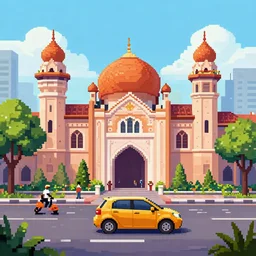 jakarta pixel art, pinterest trending, hyperrealistic