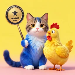 a cat and chicken hybrid, vivid colors, award-winning