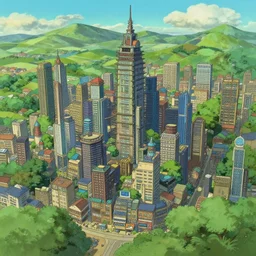 a solarpunk city in the style of studio ghibli