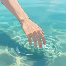 hand reaching down into the water, crystal clear water, light refraction. in the style of hand study, artstation trending, digital art, underwater