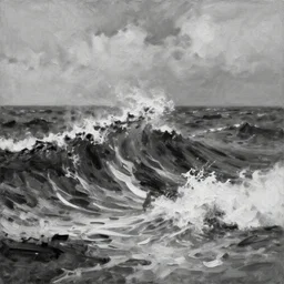 sea, enviroment thumbnail black and white, cgsociety, oil painting by jama jurabaev, extremely detailed, brush hard, artstation, high quality, brush stroke