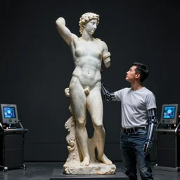 an I Robot representing The Discobolus of Myron by mario feng, ray tracing, master shot, octane render, 8k, ultra hd, perfect light