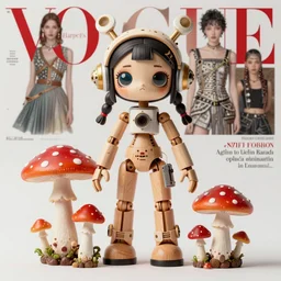 a beautiful jointed wooden art doll, super dollfie, biopunk, mushrooms, fungi, fly agaric, tim walker, chie yoshii, martine johanna, casey weldon, alena aenami, fashion magazine, vogue, harper's bazaar art, intricate, 8 k render in octane, sharp focus
