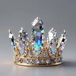 Crown of the technological gods containing shimmering iridescent crystals, photographic award winning beautiful render