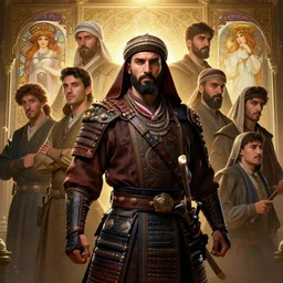 hyper realistic detailed portrait of kurdish!!! samurai, stephen bliss, unreal engine, fantasy art by greg rutkowski, loish, rhads, ferdinand knab, makoto shinkai and lois van baarle, ilya kuvshinov, rossdraws, tom bagshaw, alphonse mucha, global illumination, radiant light, detailed and intricate environment, highly detailed, award winning art
