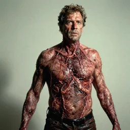 mitch mcconnell body horror directed by david cronenberg, limb mutations, swollen veins, flesh strings, cinestill 8 0 0 t, 1 9 8 0 s movie still, film grain