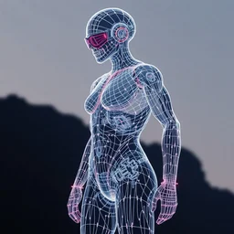 retrofuturistic human wireframe body, biometric, quint buchholz, wlop, dan mumford, artgerm, liam brazier, peter mohrbacher, raw, featured on artstation, octane render, cinematic, rugged, intricate, 8 k