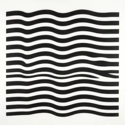 smooth black wavy stripes on white. by bridget riley 1 9 6 4 op art
