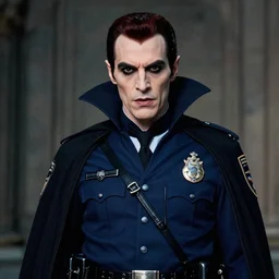 photograph of dracula as a cop