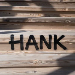horizontal wooden planks with Hank written in graffiti art