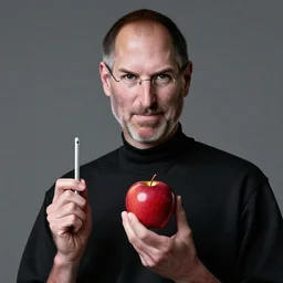 happy steve jobs holding an apple, by annie leibovitz