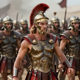 A badass photo of King Leonidas of Sparta and a force of 300 men fight the Persians at Thermopylae in 480 B.C., award winning photography, sigma 85mm Lens F/1.4, blurred background, perfect faces