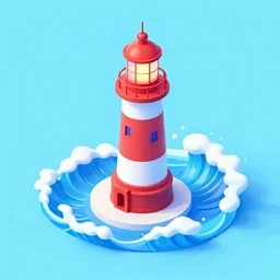 isometric art of a lighthouse in waves, kurzgesagt channel, 3 d computer generated art, kurzgesagt, isometric, good lighting