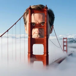 heaven, clouds, golden gate, columbo at the gates of heaven, peter falk as columbo, symmetrical face!!!!, round symmetrical eyes!!!, color