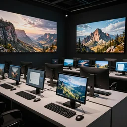 a computer cuseum including all computers that have ever existed, hd, concept art