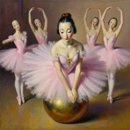 a beautiful painting ballerins doll japan sadako, by salvador dali realistic oil painting
