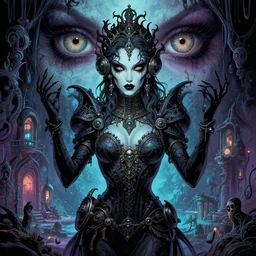 beautiful stella maeve magician, black magic spells, in the style of joshua middleton, rafeal albuquerque comicbook cover art, creepy pose, spooky, symmetrical face and body, vibrant cinematic lighting, detailed realistic symmetrical eyes, insanely detailed and intricate elegant, aquapunk, titian, bioshock, underwater home