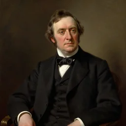 portrait of a victorian politician, wearing a suit, sitting down, detailed face, male, victorian, highly detailed, cinematic lighting, painting by thomas lawrence
