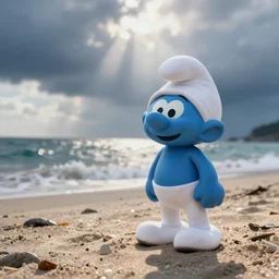 Papa Smurf on the beach