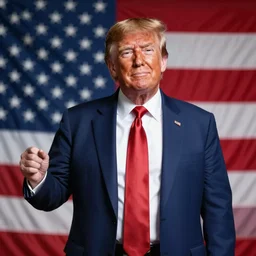 portrait donald trump striking a pose in front of an american flag in the style of jojo's bizarre adventure very anime highly detailed, by hirohiko araki, trending on artstation