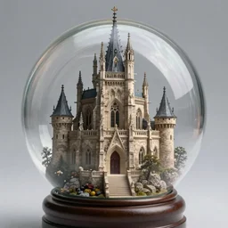 gothic castle inside a glass orb