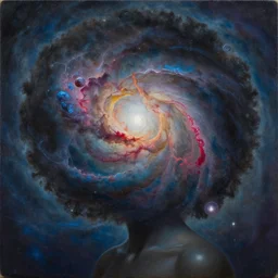 a surreal cognitive illusion, afro nebula, by oleg shupliak and jeffrey smith, oil on canvas, afrofuturism!, surrealism
