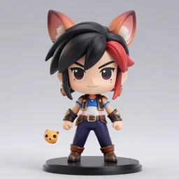chic kda ahri from league of legends nendoroid full body hyperdetalied, hero action pose, osamu tezuka, macoto takahashi, chibi, q posket, 8 k realistic, 3 d, cryengine, exquisite, charming smile, shape focus, symmetrical face, artstation, frostbite 3 engine, cryengine