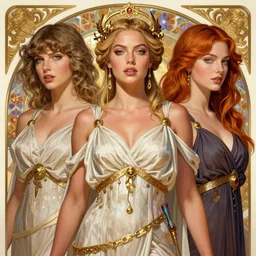 ultra realistic illustration, a stunningly beautiful greek goddess of chaos played by dove cameron and margot robbie and taylor swift and megan fox, intricate, elegant, highly detailed, digital painting, artstation, concept art, smooth, sharp focus, illustration, art by artgerm and greg rutkowski and alphonse mucha