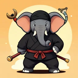 Ninja elephant with nunchucks