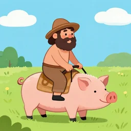 caveman riding pig