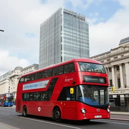 A 10 story tall london bus, surreal