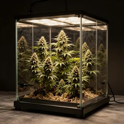 cannabis home growing transparent cube glasshouse fully automated system, ideal for producing your every day herbs