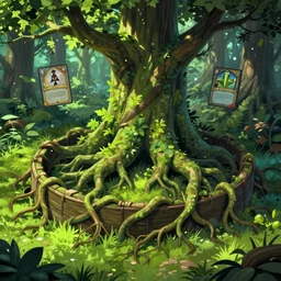 arcane style forest tree root trap, root trap, bright art masterpiece artstation. 8k, sharp high quality artwork in style of Jose Daniel Cabrera Pena and Greg Rutkowski, concept art by Tooth Wu, blizzard warcraft artwork, hearthstone card game artwork, green nature, green tree, roots