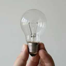 A hand holding a broken lightbulb