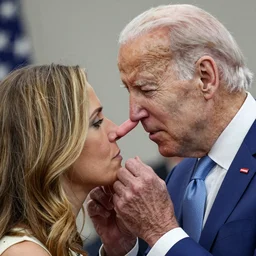 joe biden sniffing woman's hair with an engorged nose