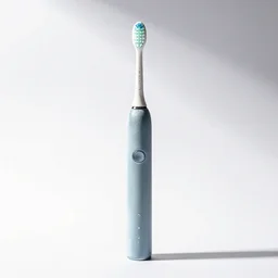 velvet electric toothbrush, professional product shot, isolated on a pure white background, centered, entire object in frame, sharp focus, soft studio lighting